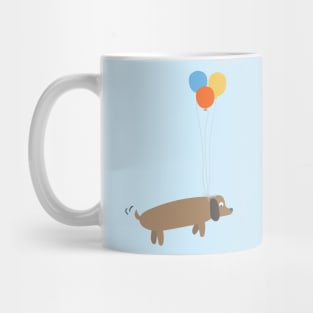 Cute cartoon dog floating with balloons Mug